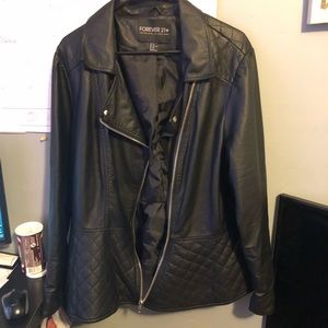 Peplum Faux Leather Jacket